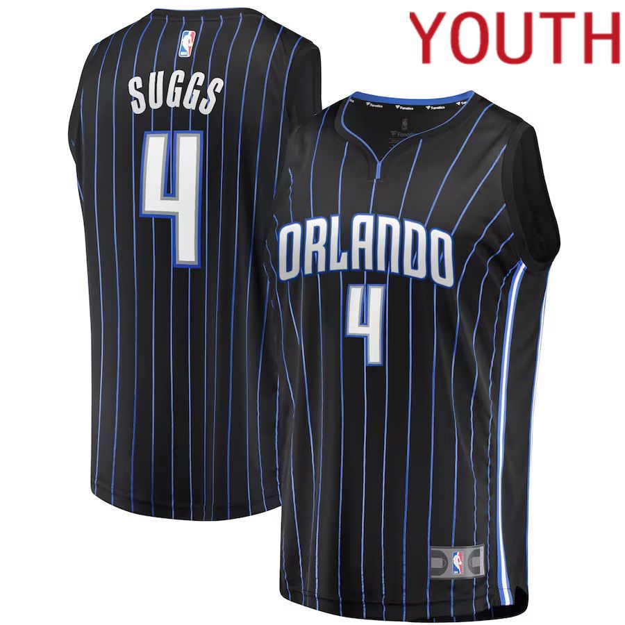 Youth Orlando Magic #4 Jalen Suggs Fanatics Branded Black Draft First Round Pick Fast Break Replica NBA Jersey